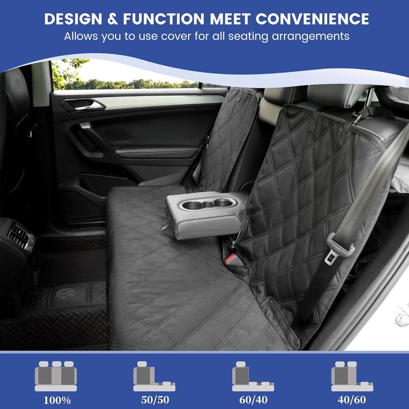 ALLANSING XL Back Seat Cover for Full-Size Trucks/SUVs Rear Split Bench, Heavy Duty 900D Waterproof Non-Slip Car Seat Protector for Messy Pet Dogs & Kids, Easy Clean (Black) - Image 4
